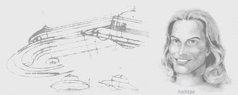 Illustration: Adamski-UFO-Skizze und Ashtar