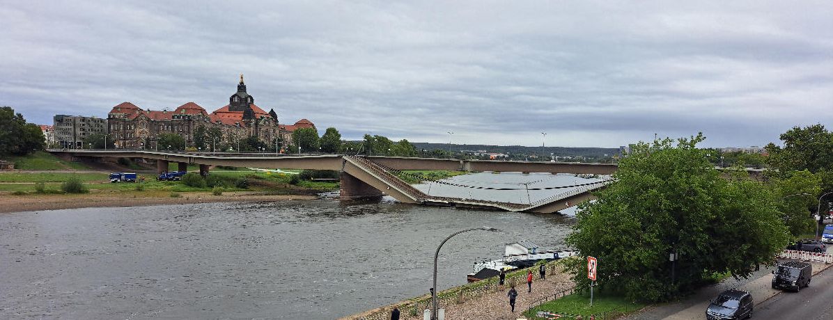 Collapsed Carola Bridge, Dresden, September 2024